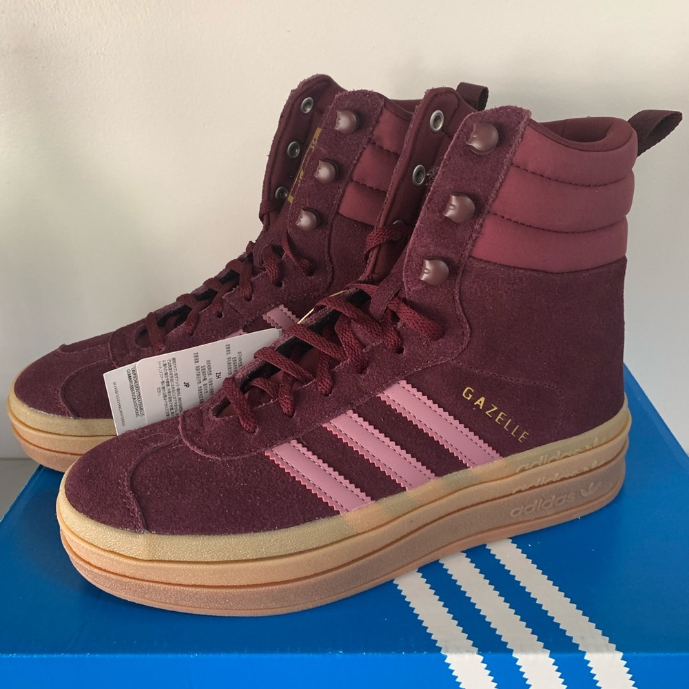 Adidas Gazelle High Boots Maroon Gum Sz 7.5 Women NWB